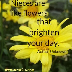 Nieces are like flowers that brighten your day. Author Unknown  