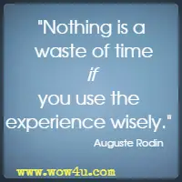 Nothing is a waste of time if you use the experience wisely. Auguste Rodin