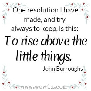 One resolution I have made, and try always to keep, is this: To rise above the little things. John Burroughs  