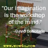 Our imagination is the workshop of the mind. David DeNotaris