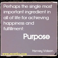Perhaps the single most important ingredient in all of life for achieving happiness and fulfillment: Purpose  Harvey Volson