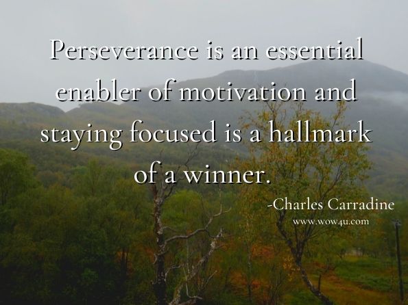 Perseverance is an essential enabler of motivation and staying focused is a hallmark of a winner. 