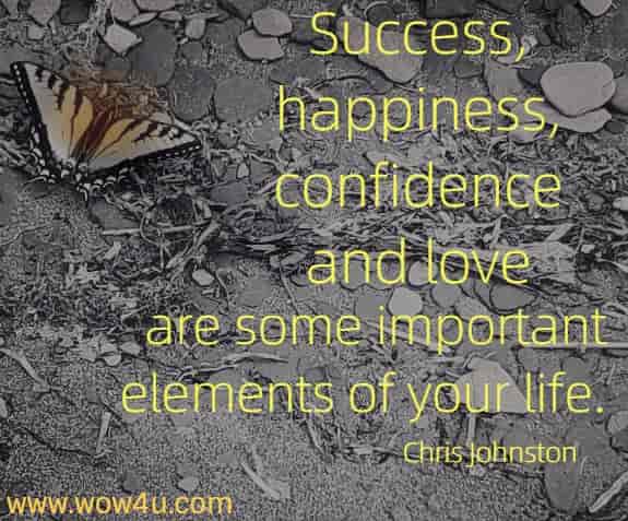 Success, happiness, confidence and love are some important elements
 of your life. Chris Johnston