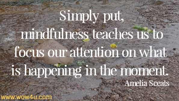 Simply put, mindfulness teaches us to focus our attention on what is happening in the moment. Amelia Sceats 