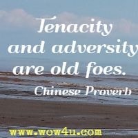 Tenacity and adversity are old foes.  Chinese Proverb