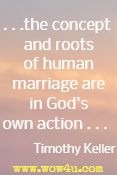 . . .the concept and roots of human marriage are in God's own action . . .  Timothy Keller