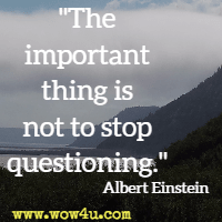 The important thing is not to stop questioning.  Albert Einstein 