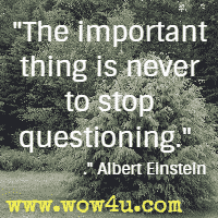 The important thing is never to stop questioning. Albert Einstein 