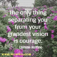 The only thing separating you from your grandest vision is courage. Christie Ruffino