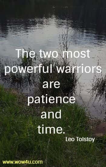 The two most powerful warriors are patience and time. 
Leo Tolstoy 