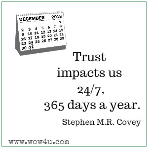 Trust impacts us 24/7, 365 days a year. Stephen M.R. Covey
