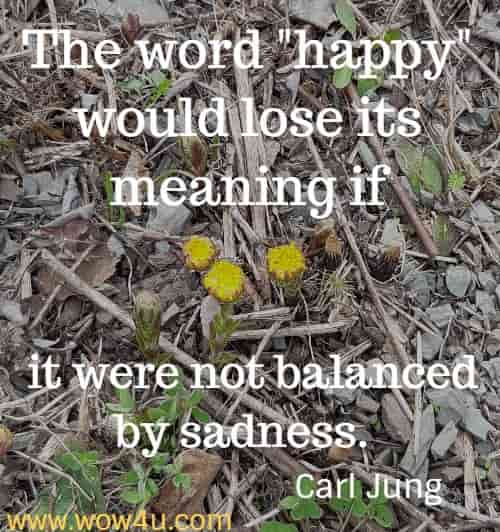 The word happy would lose its meaning if it were not balanced by sadness.  Carl Jung