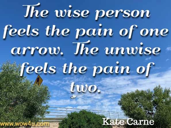 The wise person feels the pain of one arrow. The unwise feels the pain of two. Kate Carne, Seven Secrets Of Mindfulness