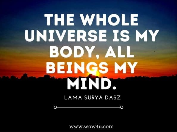 The whole universe is my body, all beings my mind.Make Me One with Everything: Buddhist Meditations to Awaken from the ...Lama Surya Das