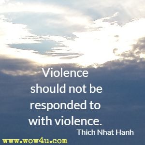 Violence should not be responded to with violence. Thich Nhat Hanh 