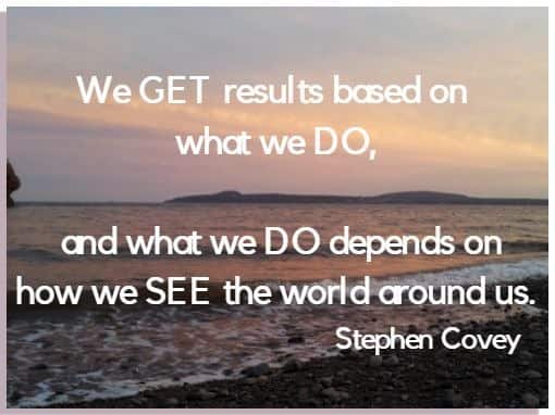 We GET results based on what we DO, and what we DO depends on how we SEE the world around us. Stephen Covey  