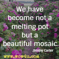 We have become not a melting pot but a beautiful mosaic. Jimmy Carter