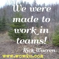 We were made to work in teams! Rick Warren