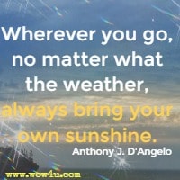 Wherever you go, no matter what the weather, always bring your own sunshine. Anthony J. D'Angelo 
