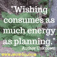 Wishing consumes as much energy as planning. Author Unknown