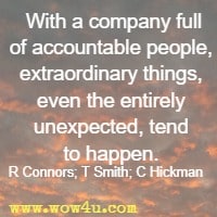 With a company full of accountable people, extraordinary things, even the entirely unexpected, tend to happen. R Connors; T Smith; C Hickman