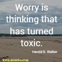 Worry is thinking that has turned toxic. Harold B. Walker 