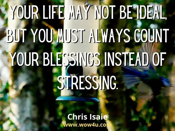  Your life may not be ideal, but you must always count your blessings instead of stressing.  Chris Isaie, Use Your 24 Like Never Before